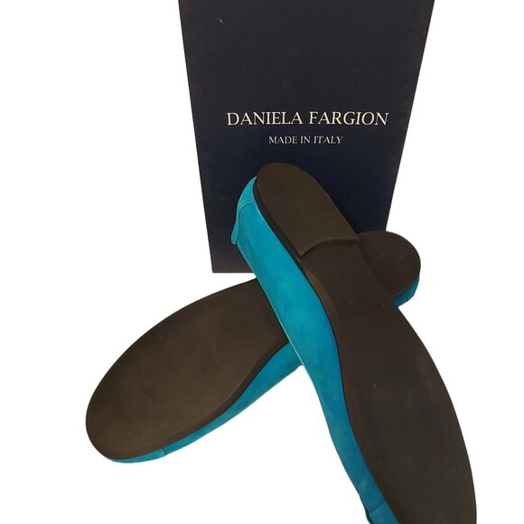 Daniela Fargion Turquoise Blue Rose Ballet Flats SZ 41/11- Made In Italy - Picture 7 of 9